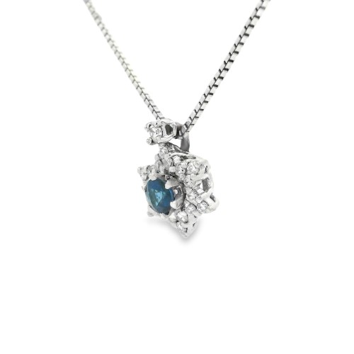 Orecchini a Margherita Zaffiri Diamanti ct 0,29 Oro 18 kt