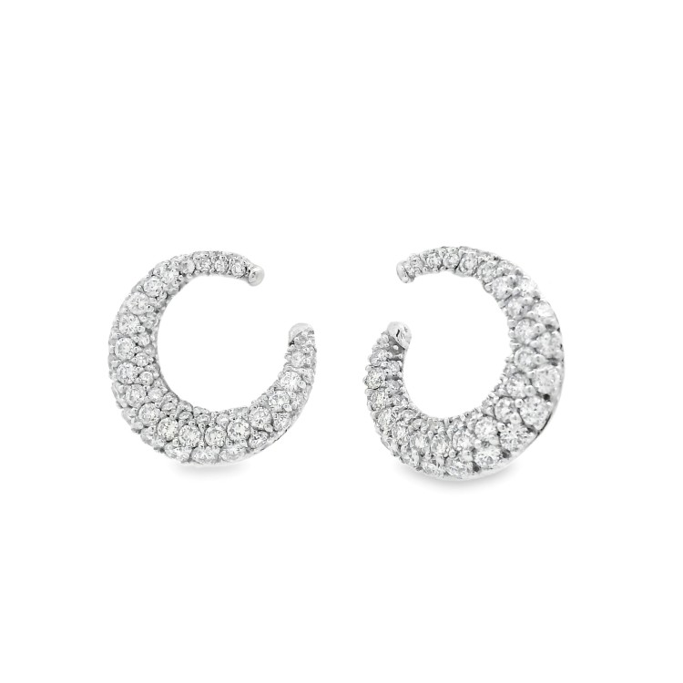 Orecchini Diamanti Falce di Luna ct 1,02 F VVS Oro Bianco 750 18 kt 4,6 gr
