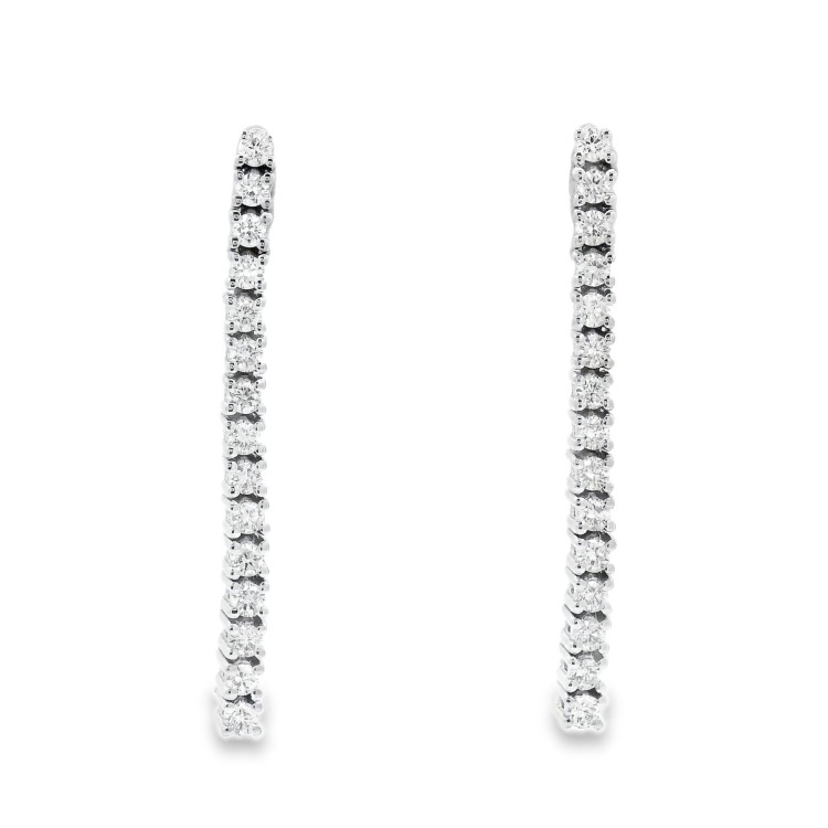 Orecchini pendenti Tennis Diamanti ct 0,58 F VS e Oro Bianco 18 kt misure 30 x 2,2 mm 4,43 gr