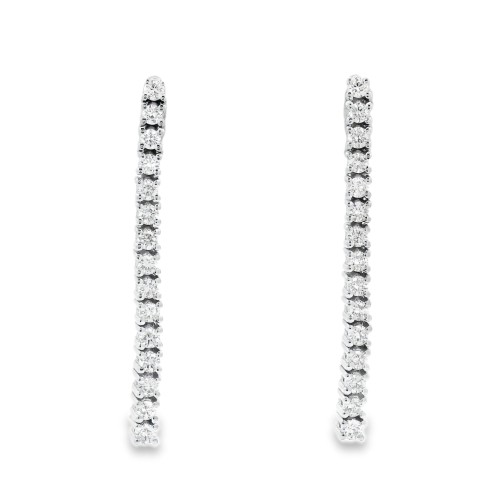 Orecchini pendenti Tennis Diamanti ct 0,58 F VS e Oro Bianco 18 kt misure 30 x 2,2 mm 4,43 gr