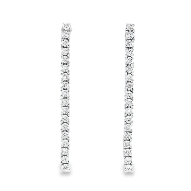 Orecchini pendenti Tennis Diamanti ct 1,02 F VS e Oro Bianco 18 kt misure 40 x 2,5 mm 6,34 gr