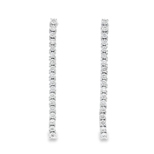 Orecchini pendenti Tennis Diamanti ct 1,02 F VS e Oro Bianco 18 kt misure 40 x 2,5 mm 6,34 gr
