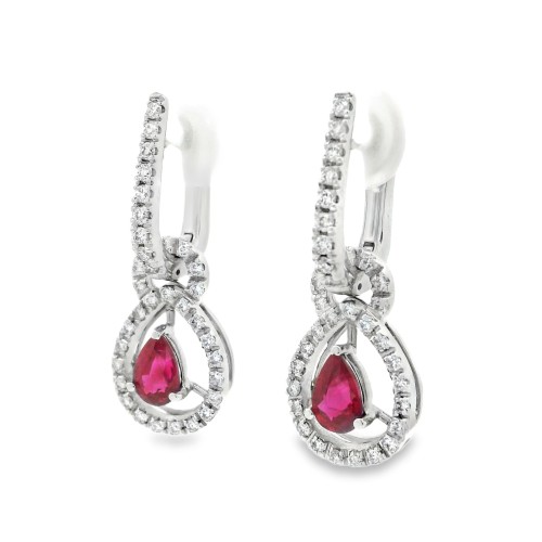 Orecchini Rubino Diamanti ct 0,65 Oro 18 kt