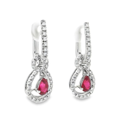 Orecchini Rubino Diamanti ct 0,65 Oro 18 kt