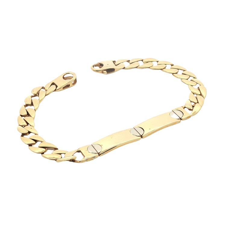 Bracciale Grumetta Fantasia misure 20 cm x 7,4 x 1,6 mm Oro Giallo e Bianco 18 kt 19,31 gr