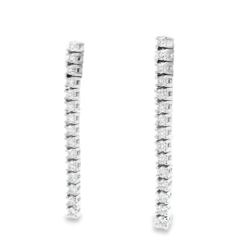 Orecchini pendenti Tennis Diamanti ct 0,58 F VS e Oro Bianco 18 kt misure 30 x 2,2 mm 4,43 gr
