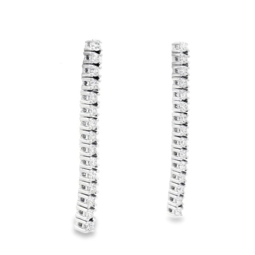 Orecchini pendenti Tennis Diamanti ct 0,58 F VS e Oro Bianco 18 kt misure 30 x 2,2 mm 4,43 gr