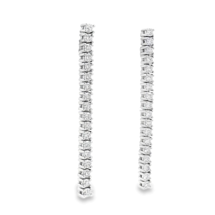 Orecchini pendenti Tennis Diamanti ct 1,02 F VS e Oro Bianco 18 kt misure 40 x 2,5 mm 6,34 gr