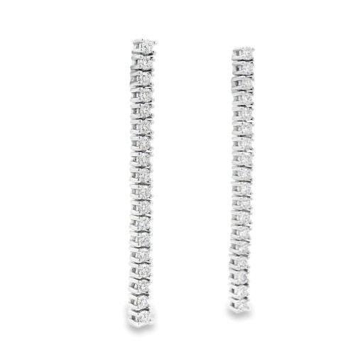 Orecchini pendenti Tennis Diamanti ct 1,02 F VS e Oro Bianco 18 kt misure 40 x 2,5 mm 6,34 gr