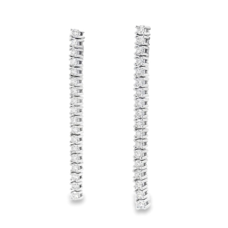 Orecchini pendenti Tennis Diamanti ct 1,02 F VS e Oro Bianco 18 kt misure 40 x 2,5 mm 6,34 gr