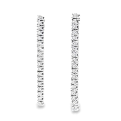 Orecchini pendenti Tennis Diamanti ct 1,02 F VS e Oro Bianco 18 kt misure 40 x 2,5 mm 6,34 gr