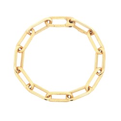 Bracciale Fantasia Catena sezione rotonda Lucida e satinata misure 20 cm x 8,8 x 2,54 mm Oro Giallo 18 kt 14,96 gr
