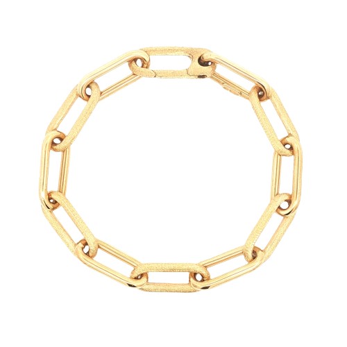 Bracciale Fantasia Catena sezione rotonda Lucida e satinata misure 20 cm x 8,8 x 2,54 mm Oro Giallo 18 kt 14,96 gr