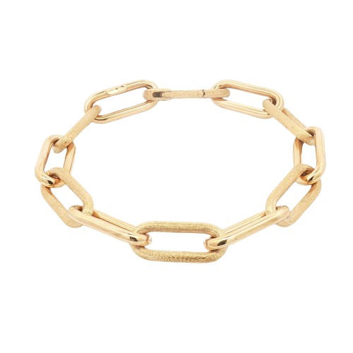 Bracciale Fantasia Catena sezione rotonda Lucida e satinata misure 20 cm x 8,8 x 2,54 mm Oro Giallo 18 kt 14,96 gr