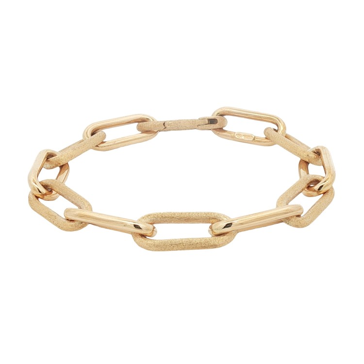 Bracciale Fantasia Catena sezione rotonda Lucida e satinata misure 20 cm x 8,8 x 2,54 mm Oro Giallo 18 kt 14,96 gr