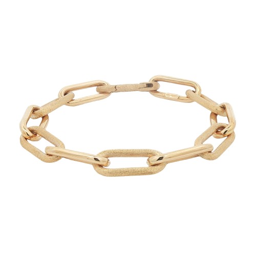 Bracciale Fantasia Catena sezione rotonda Lucida e satinata misure 20 cm x 8,8 x 2,54 mm Oro Giallo 18 kt 14,96 gr