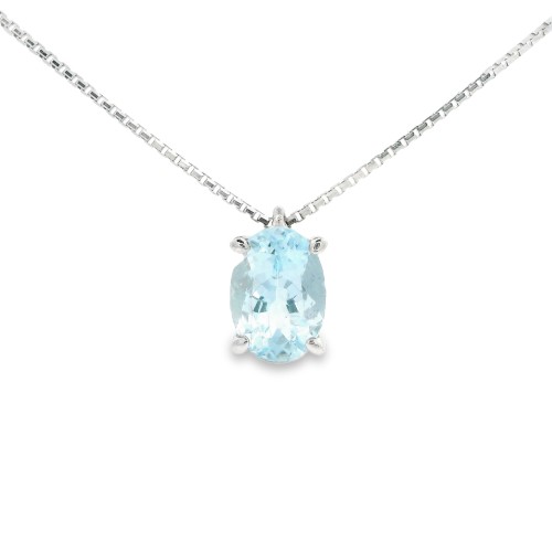 Collana Acquamarina Ovale 7 x 5 mm ct 0,74 in Oro 18 kt 1,97 gr