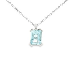 Collana Acquamarina Ovale 7 x 5 mm ct 0,88 Oro 18 kt 1,90 gr