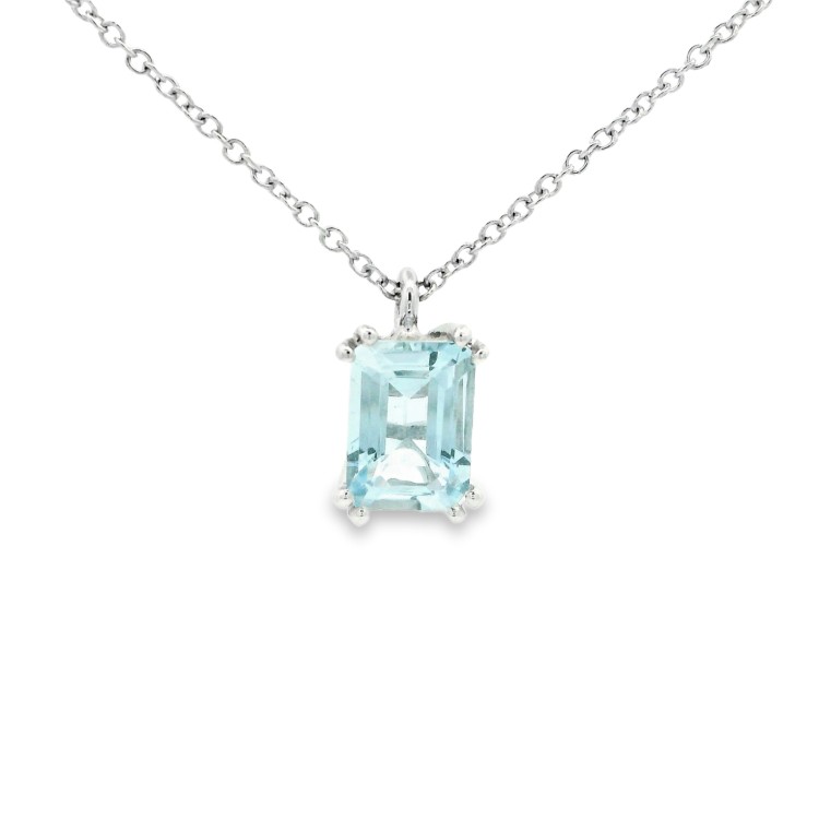 Collana Acquamarina Ovale 7 x 5 mm ct 0,88 Oro 18 kt 2,08 gr