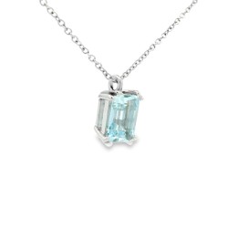 Collana Acquamarina Ovale 7 x 5 mm ct 0,88 Oro 18 kt 1,90 gr 2