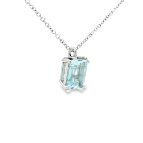 Collana Acquamarina Ovale 7 x 5 mm ct 0,88 Oro 18 kt 2,08 gr