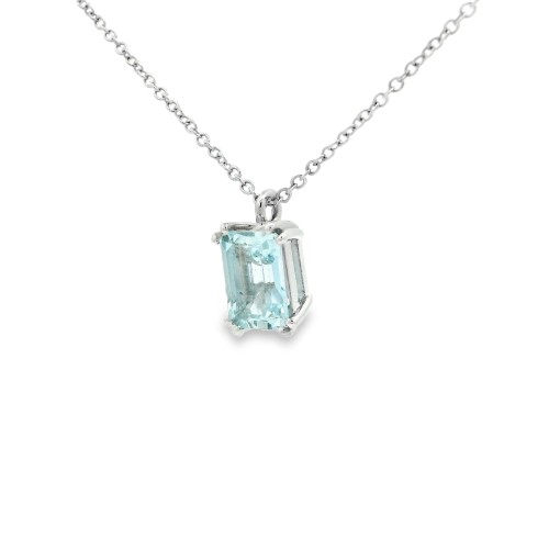 Collana Acquamarina Ovale 7 x 5 mm ct 0,88 Oro 18 kt 2,08 gr