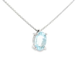 Collana Acquamarina Ovale 7 x 5 mm ct 0,74 in Oro 18 kt 1,97 gr 2