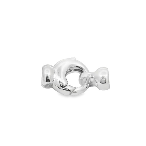 Chiusura Moschettone Rotondo con termilale misure 9x9x4,4mm Oro Bianco 18 kt 2,20 gr