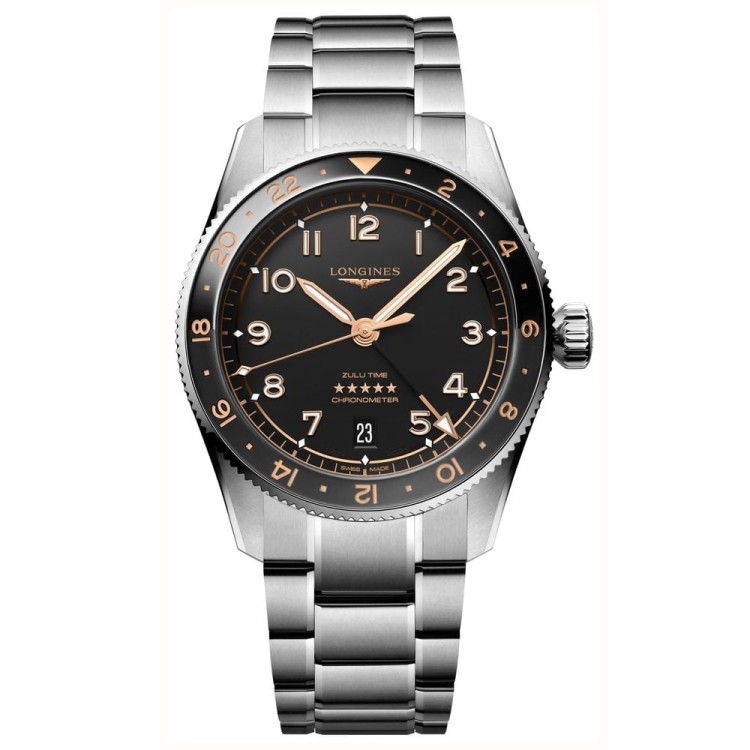 LONGINES SPIRIT Zulu Time L3.802.4.50.6 Acciaio 39 mm Automatico Antracite Nero GMT