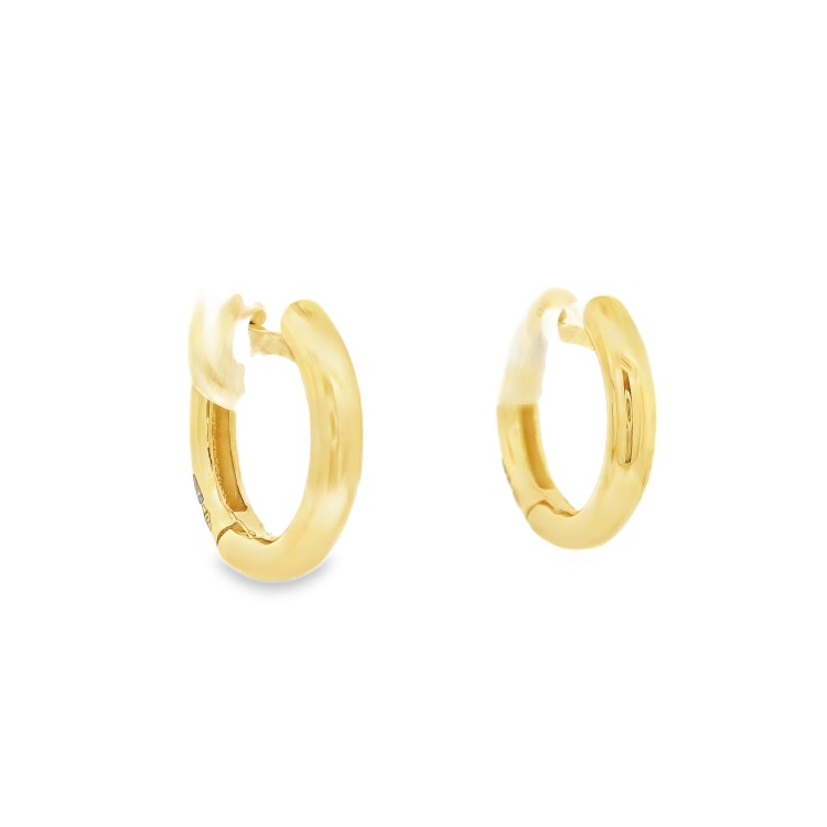Orecchini a Cerchio sezione a C diametro 13,5 x 2,6 mm in Oro Giallo 18 kt 3,15 gr
