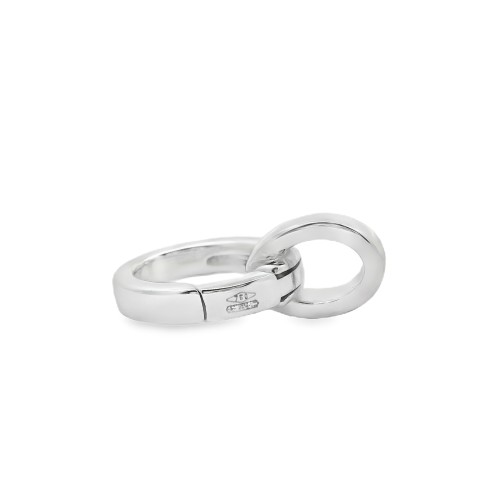 Chiusura Moschettone Ovale doppio misure 10x7x1,85 mm Oro Bianco 18 kt 1,17 gr