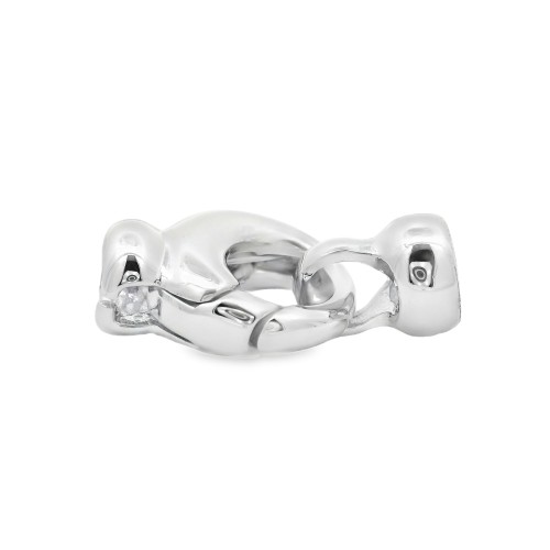 Chiusura Moschettone Rotondo con termilale misure 9x9x4,4mm Oro Bianco 18 kt 2,20 gr