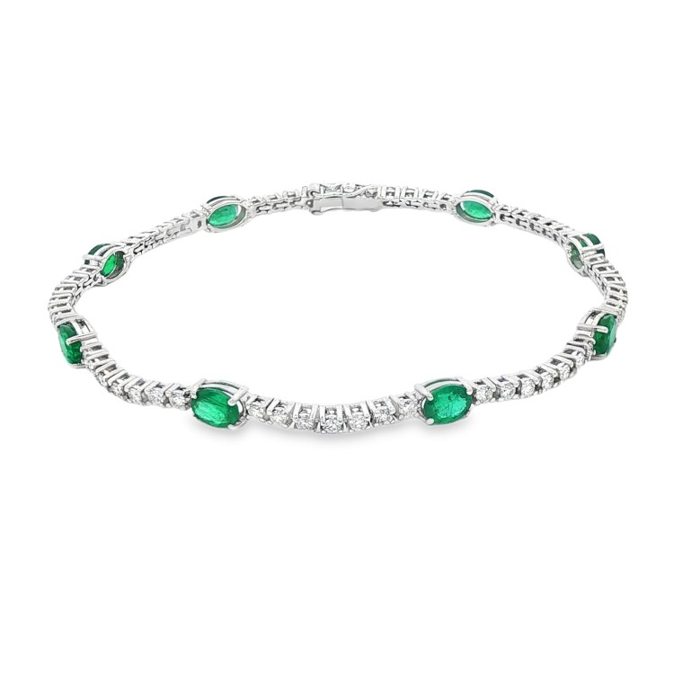 Bracciale Smeraldi ct 2,57 Diamanti ct 1,16 F VS Oro 18 kt 7,2 gr