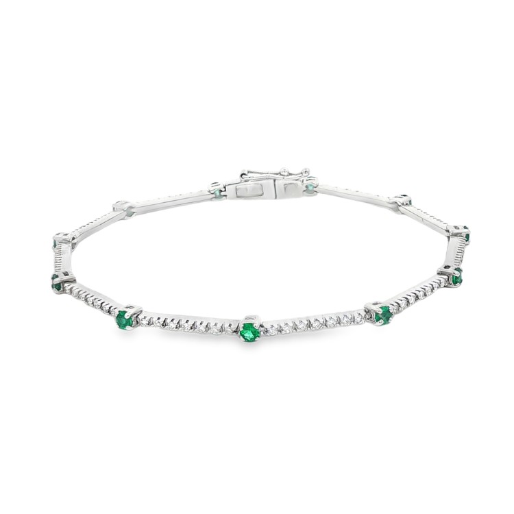 Bracciale Smeraldi Diamanti ct 0,64 + 0,45 Oro 18 kt