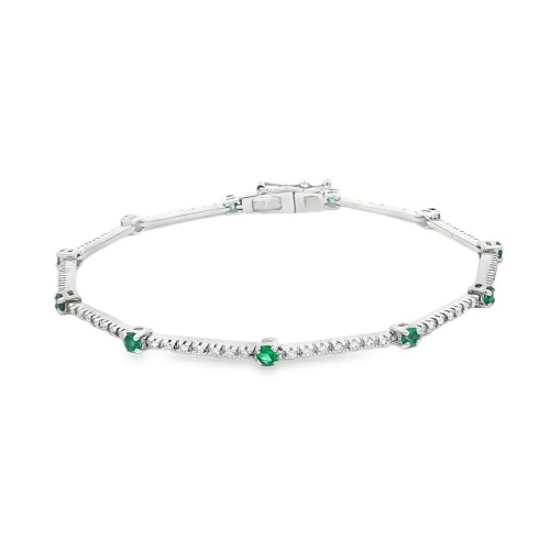 Bracciale Smeraldi Diamanti ct 0,64 + 0,45 Oro 18 kt