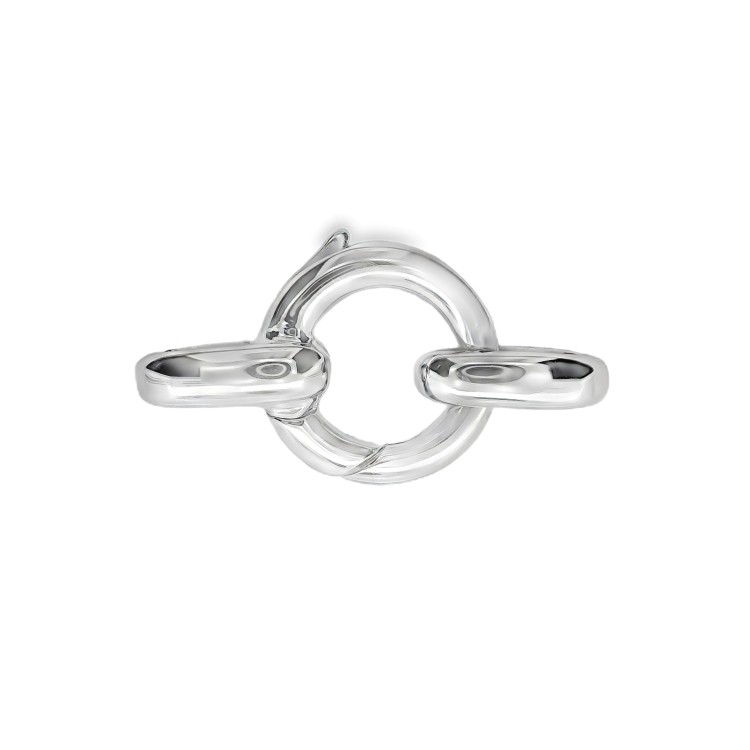 Chiusura Moschettone Rotondo con termilale misure 8,4x8,4x2,4 mm Oro Bianco 18 kt 1,34 gr