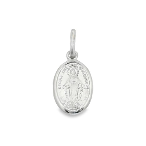 Medaglia MADONNA Miracolosa Misura 13,5 x 9,3 mm Oro Bianco 18 kt 1,36 gr