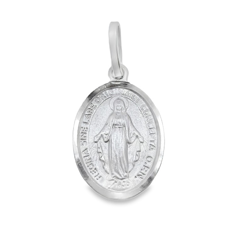 Medaglia MADONNA Miracolosa Misura 14 x 11 mm Oro Bianco 18 kt 1,94  gr