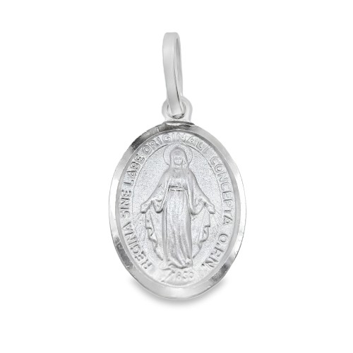 Medaglia MADONNA Miracolosa Misura 14 x 11 mm Oro Bianco 18 kt 1,94  gr