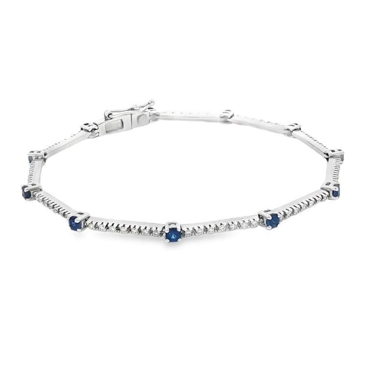 Bracciale Diamanti ct Zaffiri 0,95 +0,45  Oro 18 kt