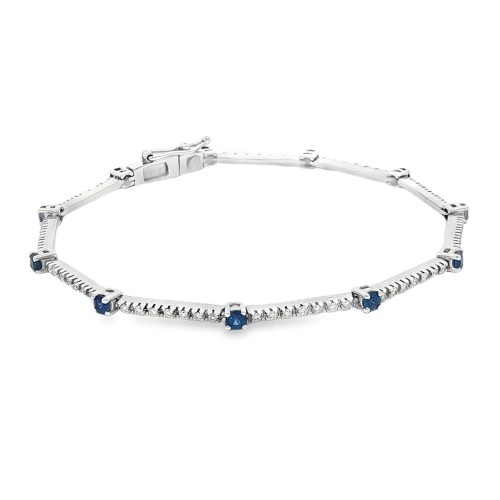 Bracciale Diamanti ct Zaffiri 0,95 +0,45  Oro 18 kt