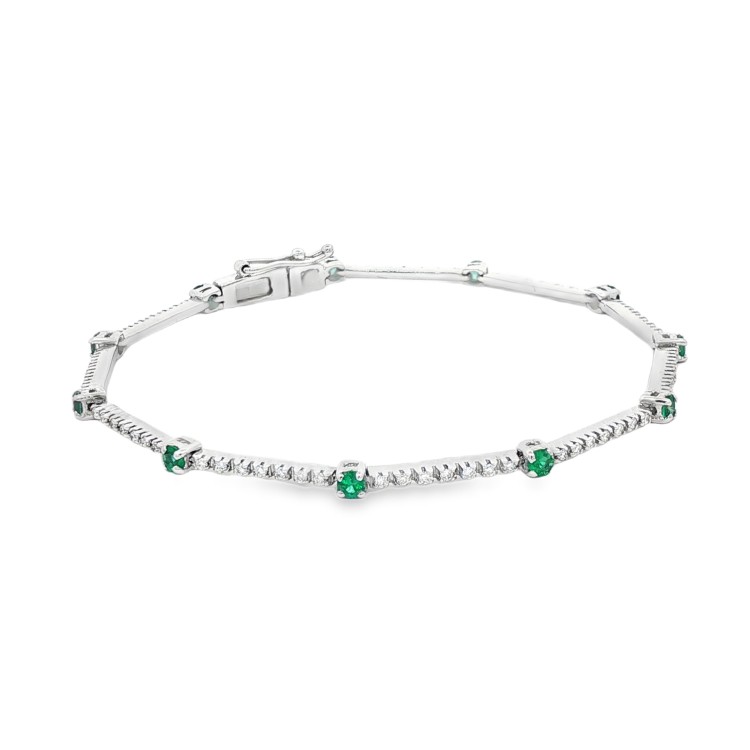 Bracciale Smeraldi Diamanti ct 0,64 + 0,45 Oro 18 kt