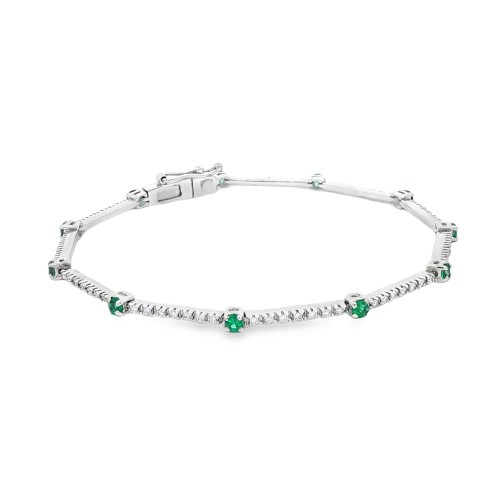 Bracciale Smeraldi Diamanti ct 0,64 + 0,45 Oro 18 kt