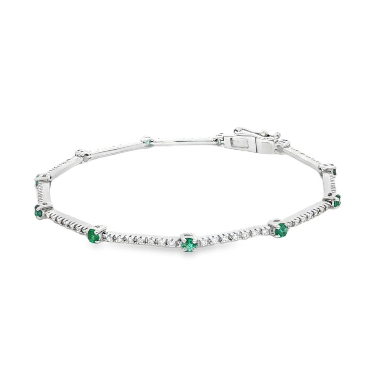 Bracciale Smeraldi Diamanti ct 0,64 + 0,45 Oro 18 kt