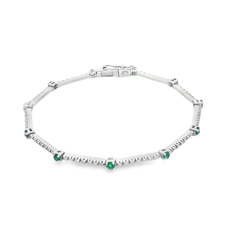 Bracciale Smeraldi Diamanti ct 0,64 + 0,45 Oro 18 kt