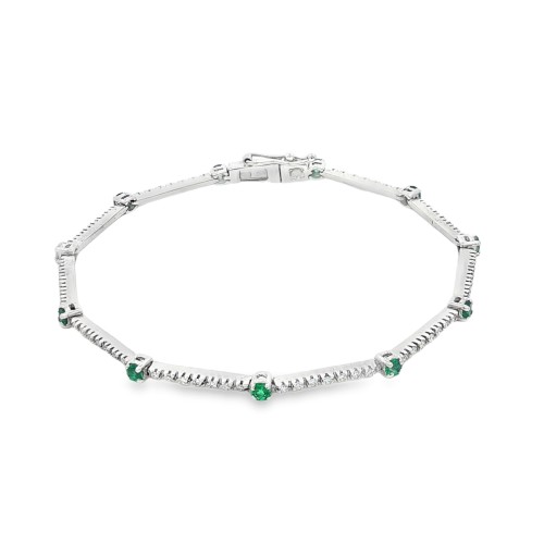 Bracciale Smeraldi Diamanti ct 0,64 + 0,45 Oro 18 kt