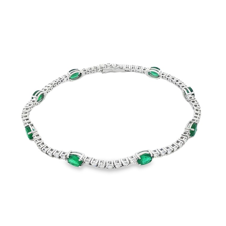 Bracciale Smeraldi ct 2,57 Diamanti ct 1,16 F VS Oro 18 kt 7,2 gr