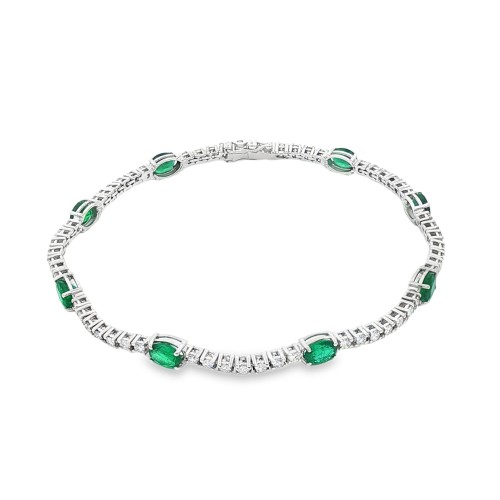 Bracciale Smeraldi ct 2,57 Diamanti ct 1,16 F VS Oro 18 kt 7,2 gr