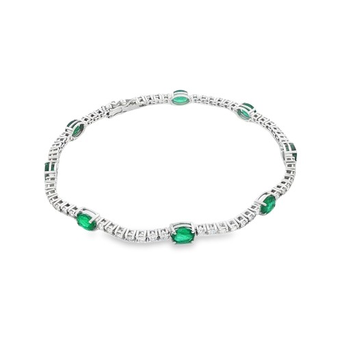 Bracciale Smeraldi ct 2,57 Diamanti ct 1,16 F VS Oro 18 kt 7,2 gr