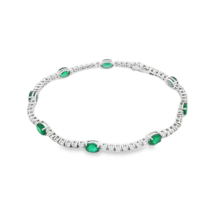 Bracciale Smeraldi ct 2,57 Diamanti ct 1,16 F VS Oro 18 kt 7,2 gr